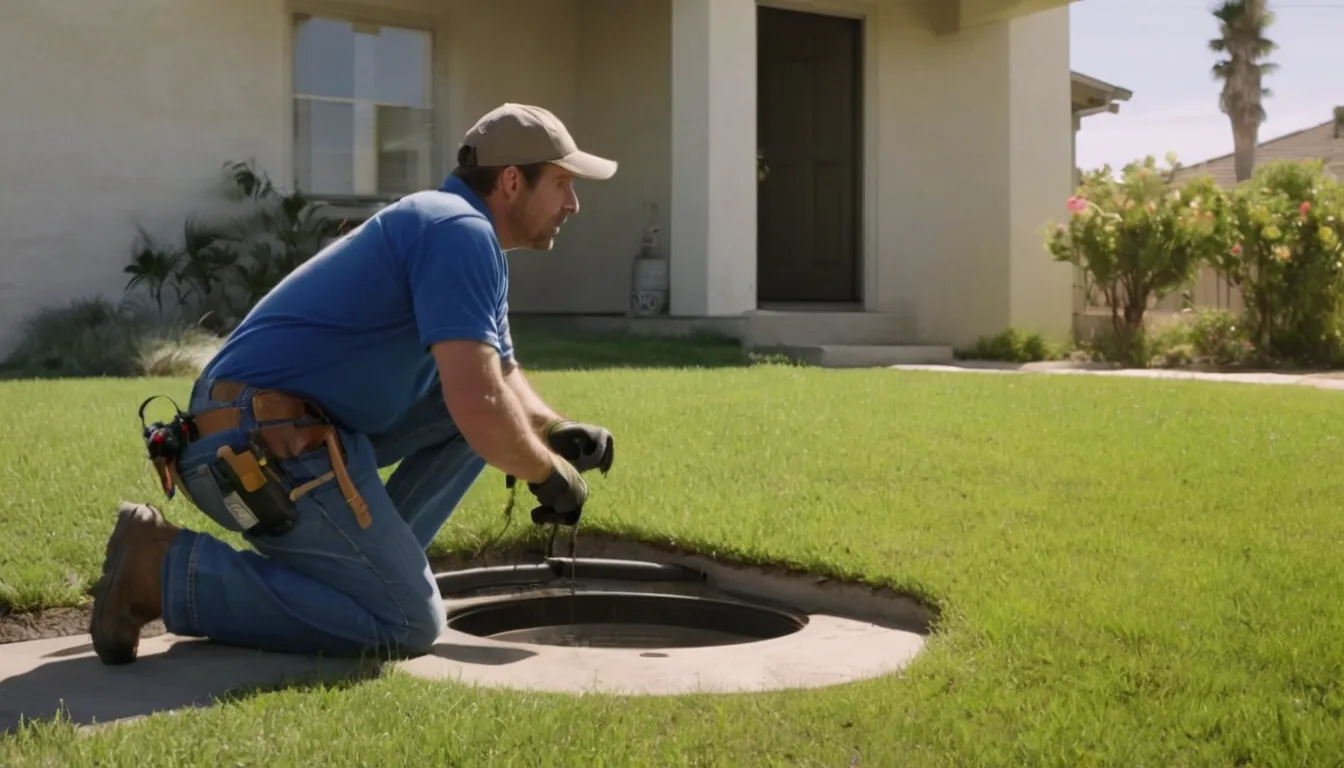 Local provider checking a residential sewer cleanout in a yard in Carson